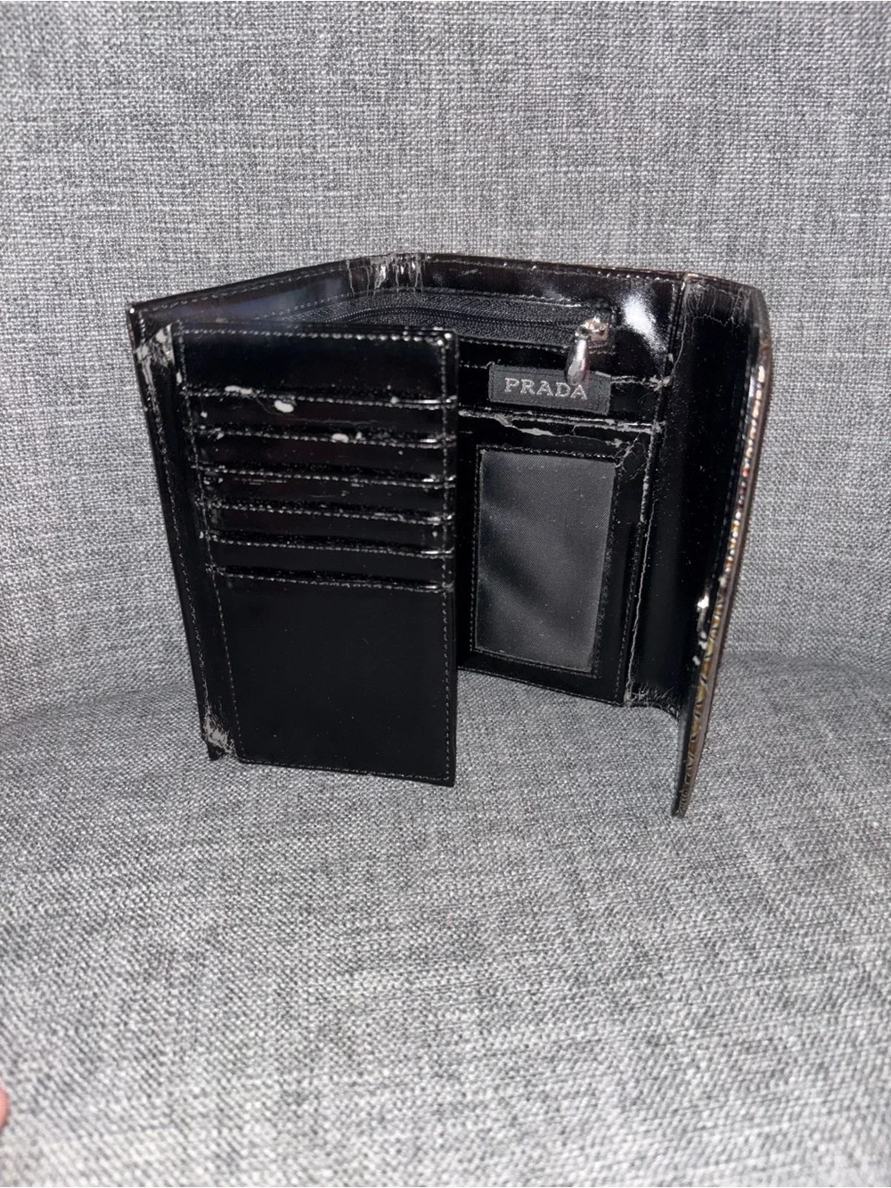 Snake-Embossed Leather envelope Prada  Wallet - Brown/Gold